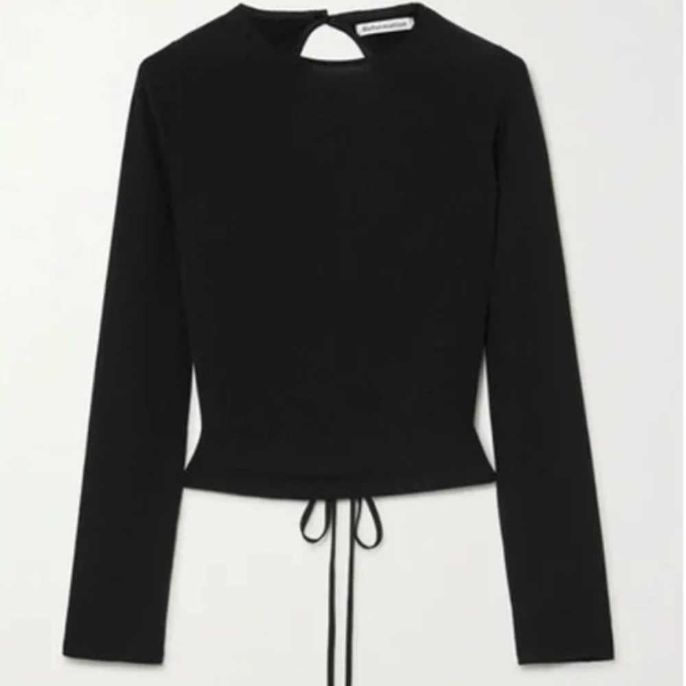 Reformation Cassia Lace Up Back Top Black M NWT
